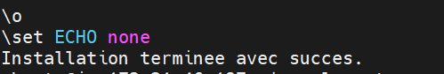 Terminal affichant le message Installation terminée avec succès après l'exécution du script Linux